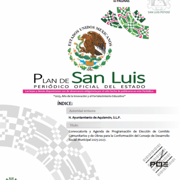 CONVOCATORIA Y AGENDA PROGRAMACION DE ELECCION DE COMITES DEL CONSEJO DESARROLLO SOCIAL